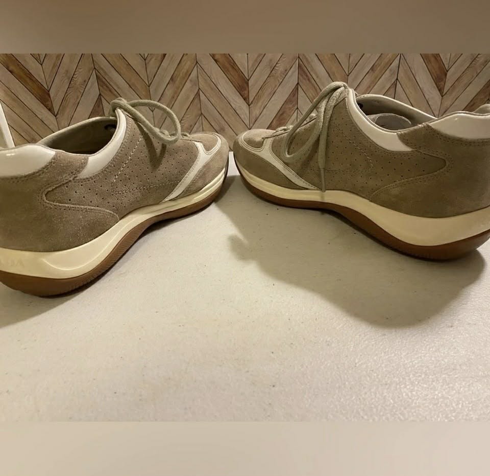 Beige Suede Top Women's Prada Sneakers [Shoe 223]
