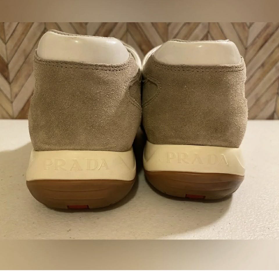 Beige Suede Top Women's Prada Sneakers [Shoe 223]