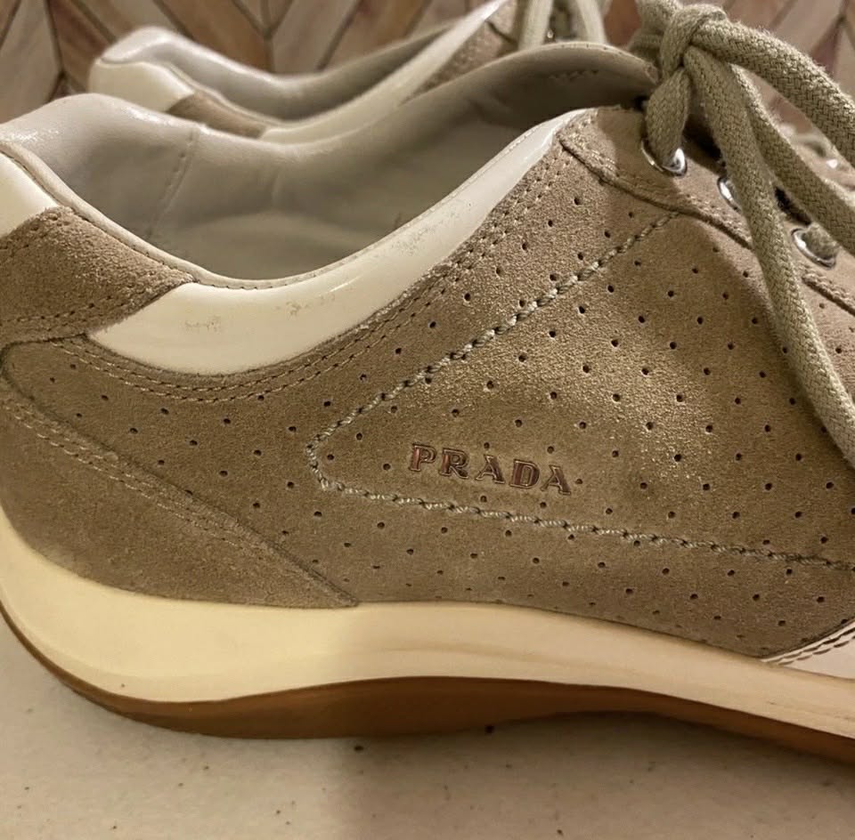 Beige Suede Top Women's Prada Sneakers [Shoe 223]