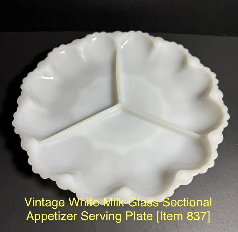 Vintage White Milk Glass Sectional Appetizer Serving Plate [Item 837]