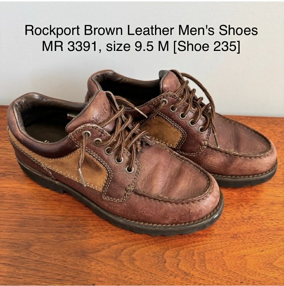 Rockport Brown Leather Men's Shoes MR 3391, size 9.5 M [Shoe 235]