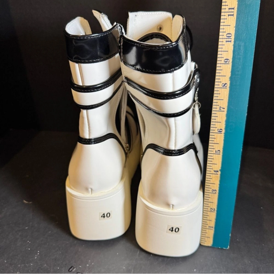 Black, White Platform Boots - Punk, Rave, K-pop Demon Hunter Vibes [Shoe 243]