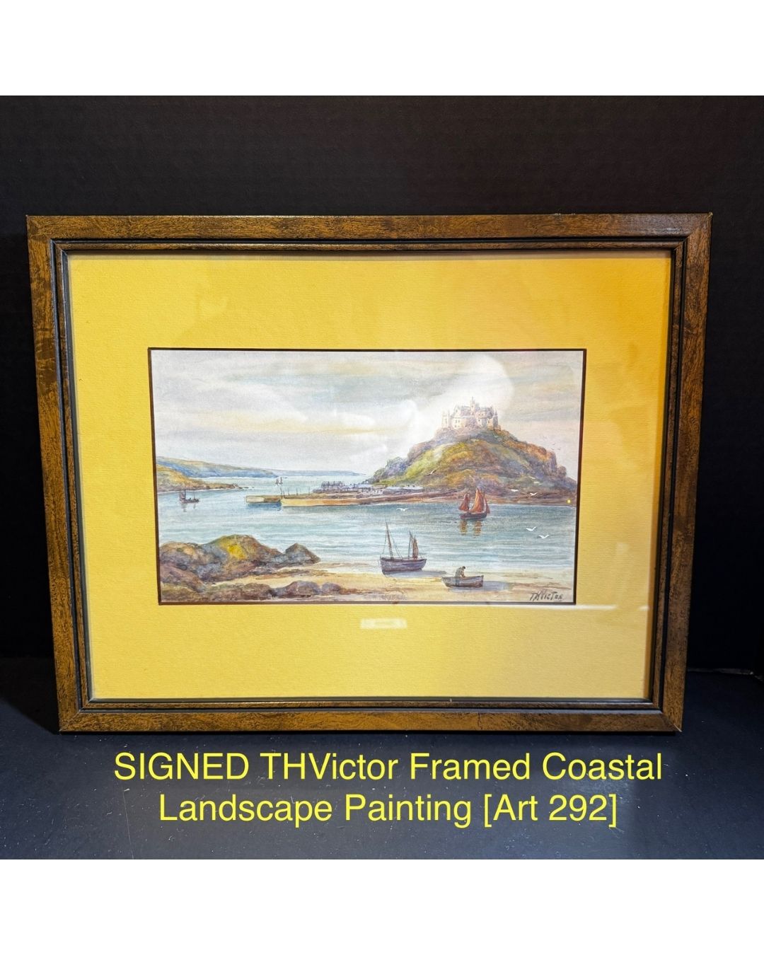 SIGNED THVictor Framed Coastal Landscape Painting [Art 292]