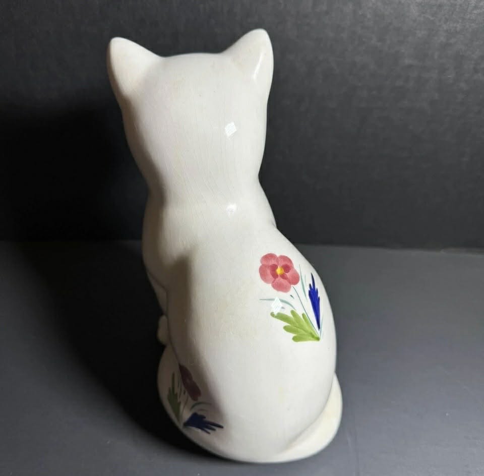 Marked Vintage Hand Painted Cat Figure with Craising [Item 819]