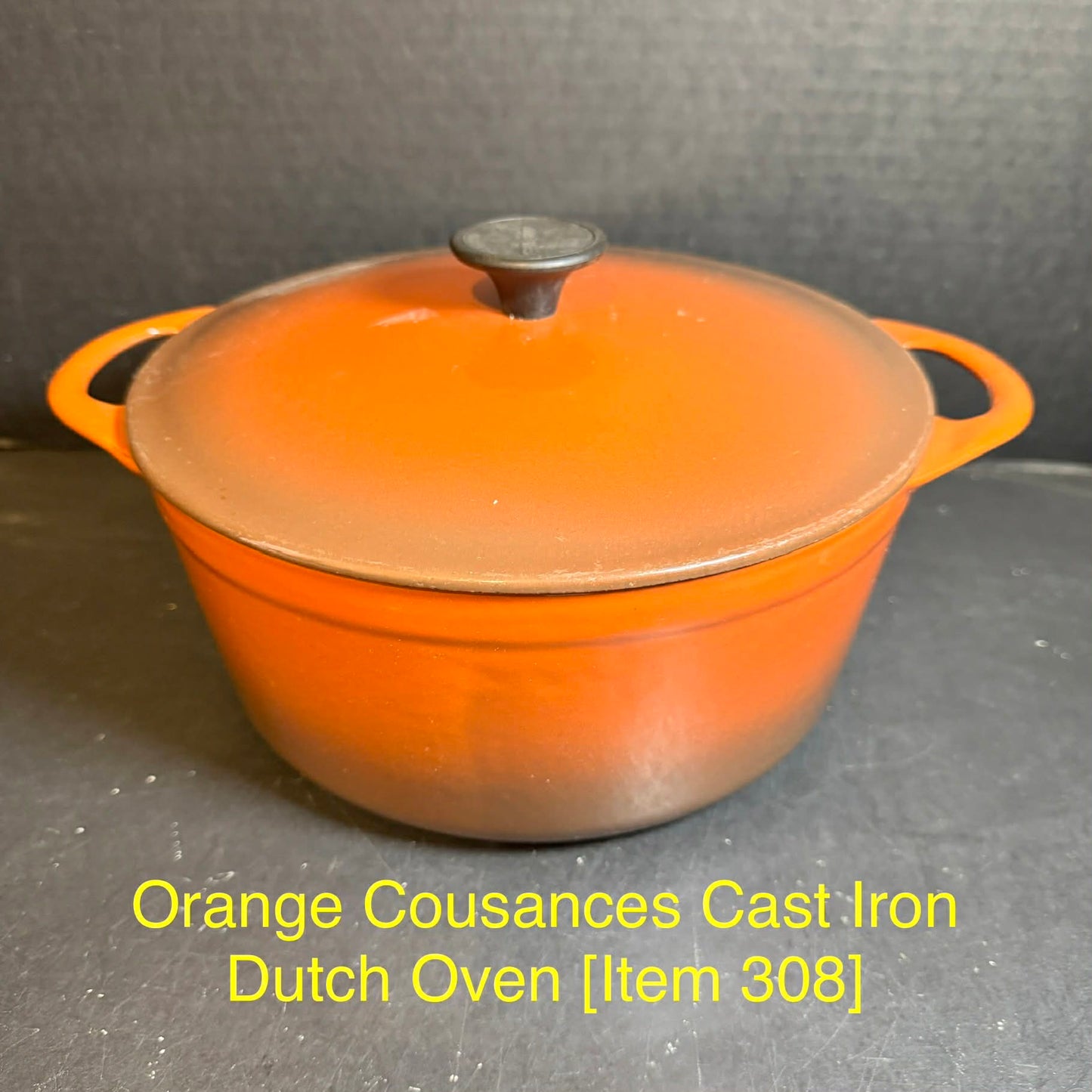 Orange Cousances Cast Iron Dutch Oven [Item 308]