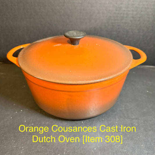 Orange Cousances Cast Iron Dutch Oven [Item 308]