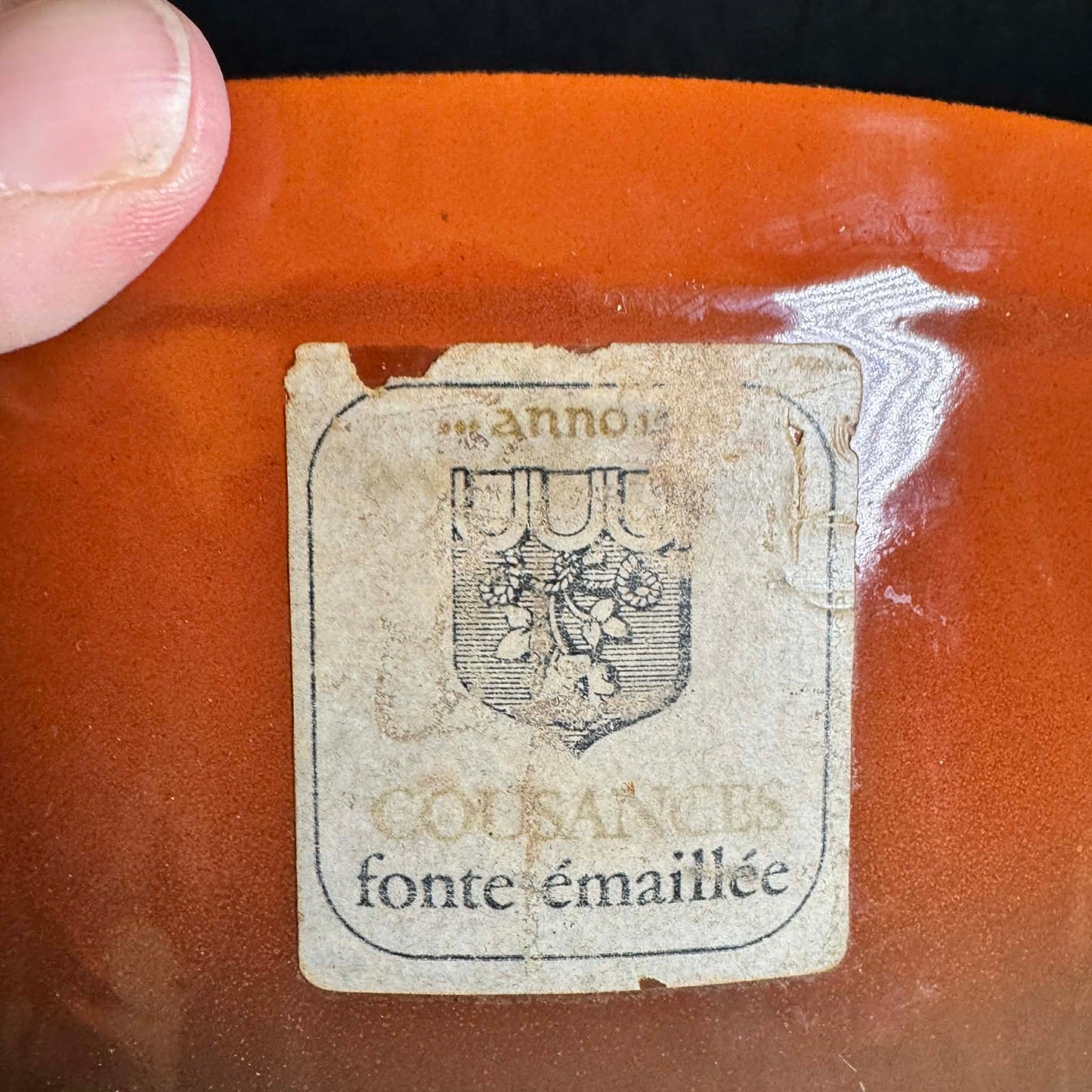 Orange Cousances Cast Iron Dutch Oven [Item 308]