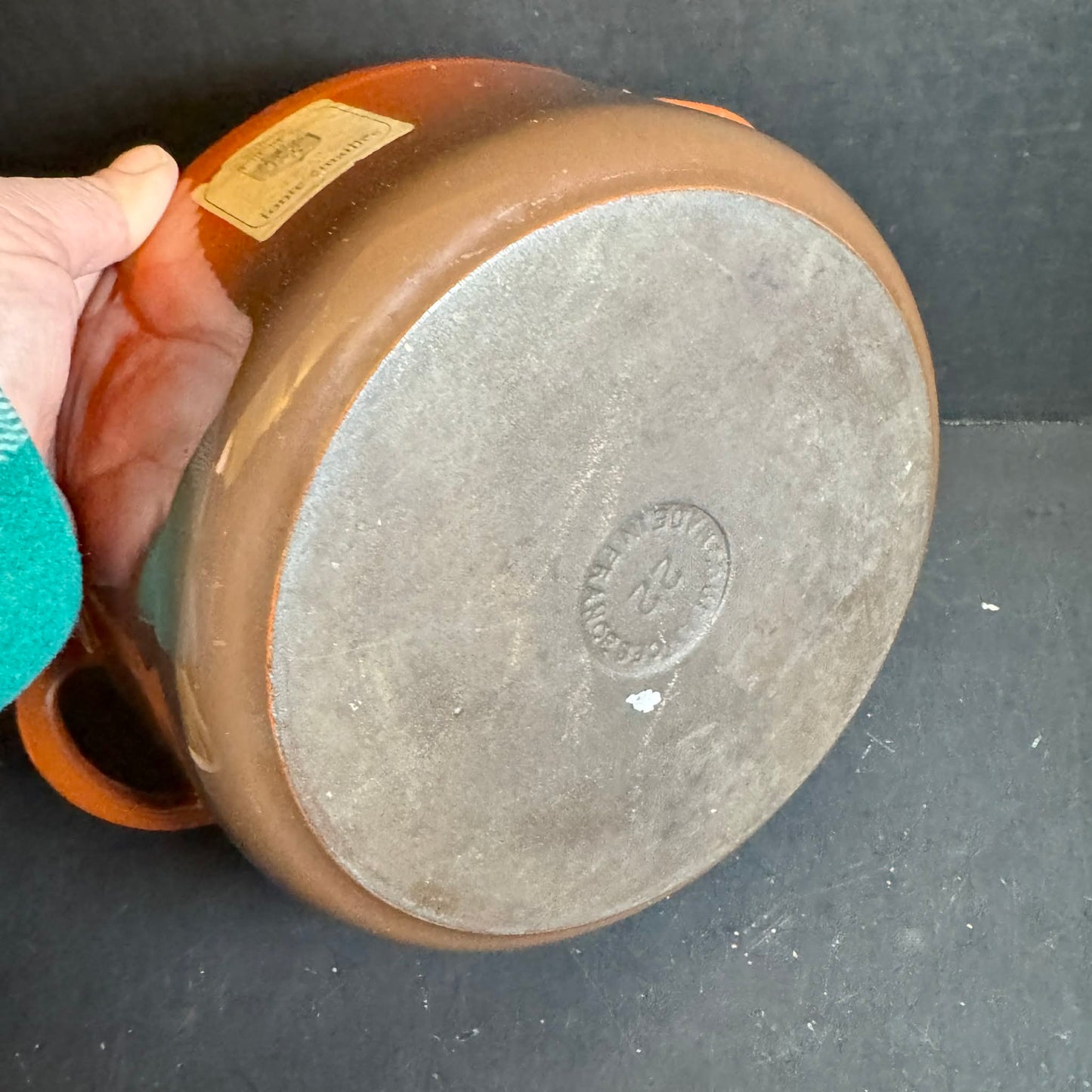 Orange Cousances Cast Iron Dutch Oven [Item 308]