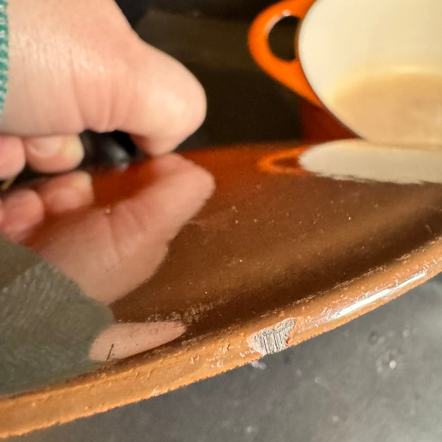Orange Cousances Cast Iron Dutch Oven [Item 308]