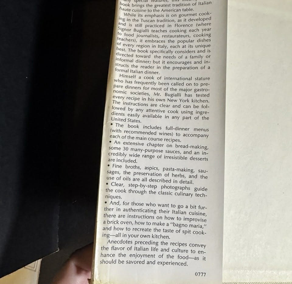 The Fine Art of Italian Cooking by Giuliano Bugialli 1977 [Book 314]
