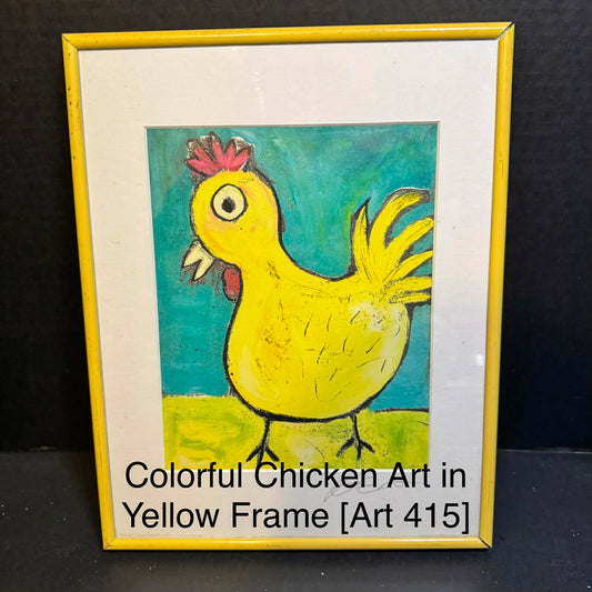 Colorful Chicken Art in Yellow Frame [Art 415]