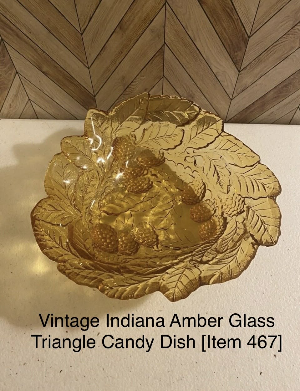 Vintage Indiana Amber Glass Triangle Candy Dish [Item 467]