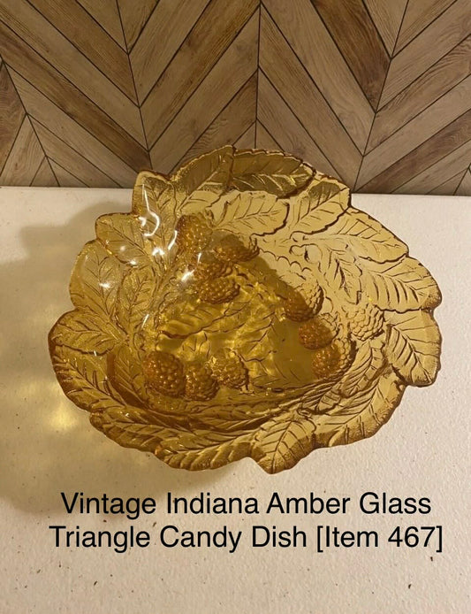 Vintage Indiana Amber Glass Triangle Candy Dish [Item 467]