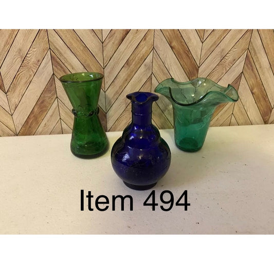 3 Small Vintage Glass Bud Vases [Item 494]