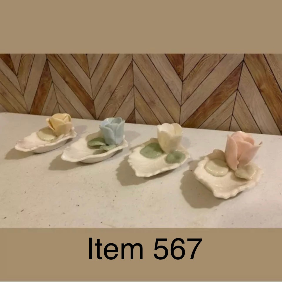 Four 2" Flower Bud Small Candle Stick Holders [Item 567]