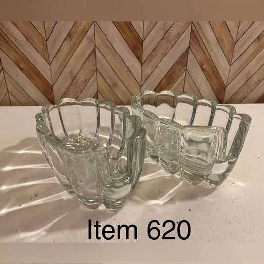 Vintage Princess House #438 Spoon/Fork Utensil Glass Dish Pair [Item 620]