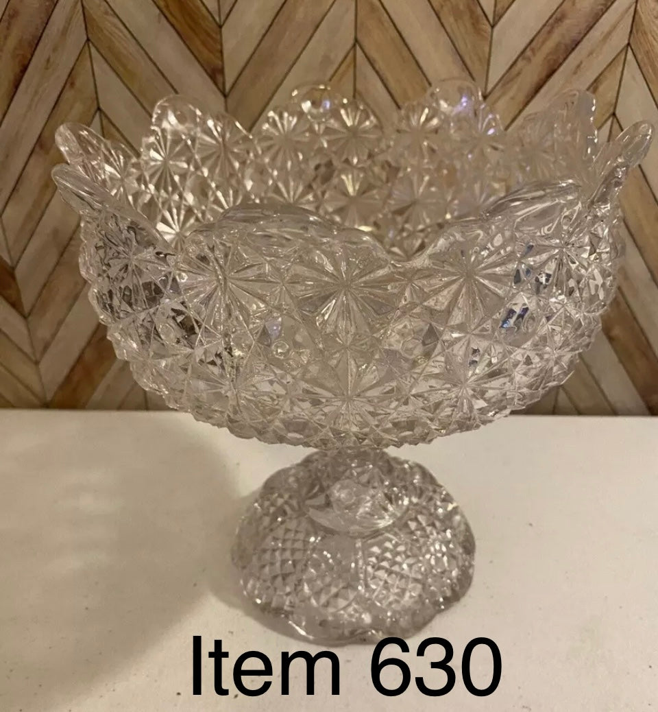 Vintage Clear Glass EAPG Gillinder and Sons Daisy and Button Patter Compot [630]