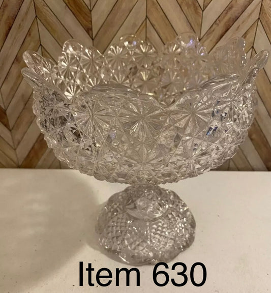 Vintage Clear Glass EAPG Gillinder and Sons Daisy and Button Patter Compot [630]