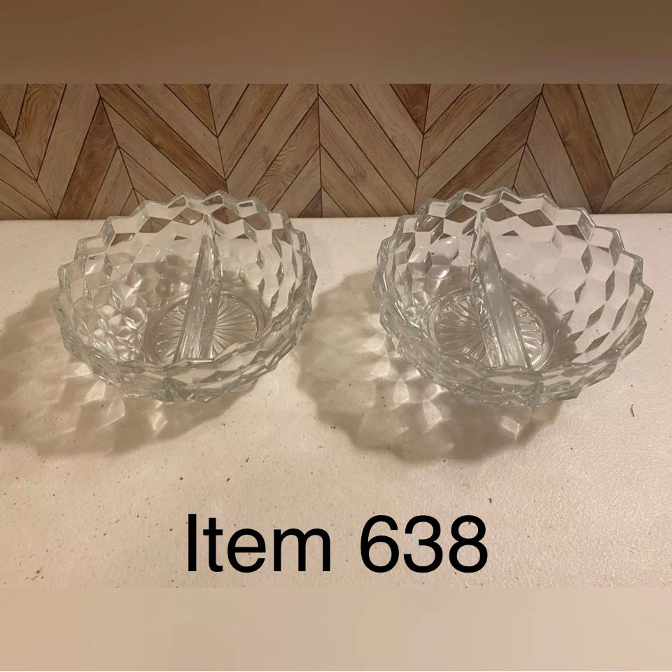 Vintage Pair of Clear Fostoria Two Sided Bowls [Item 638]