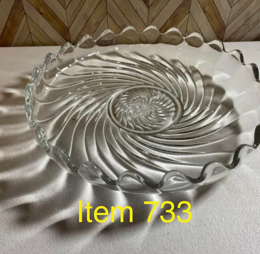Vintage Clear Glass Spiral Platter [Item 733]