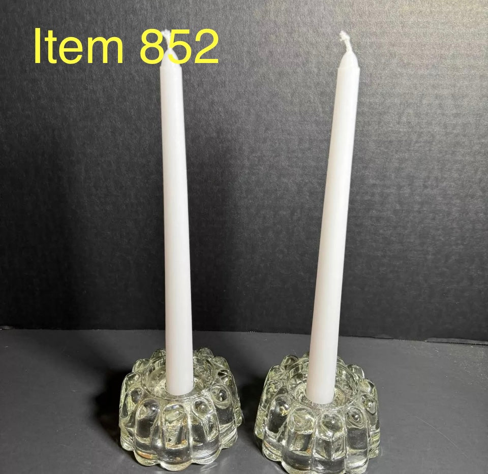 Clear Vintage Candle Holders [Item 852]