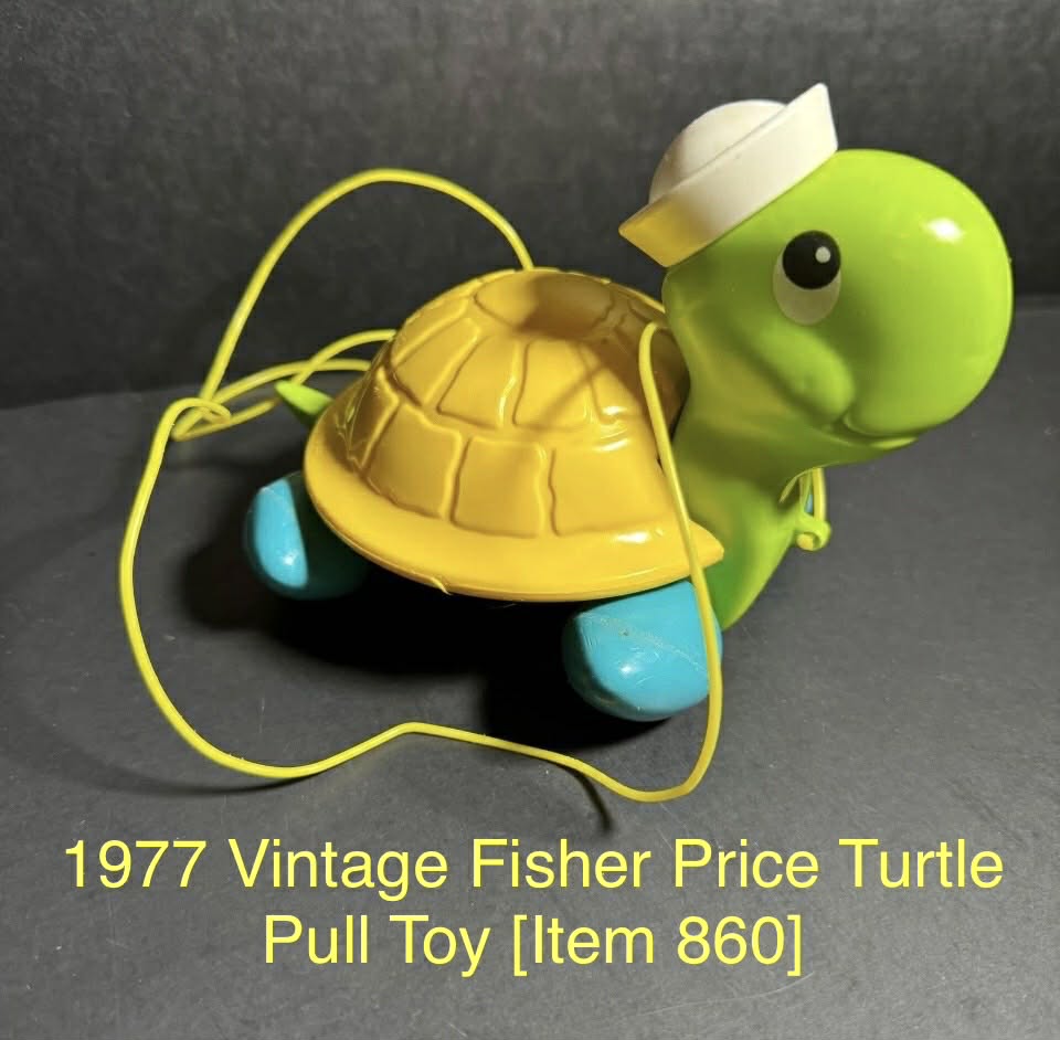 1977 Vintage Fisher Price Turtle Pull Toy [Item 860]