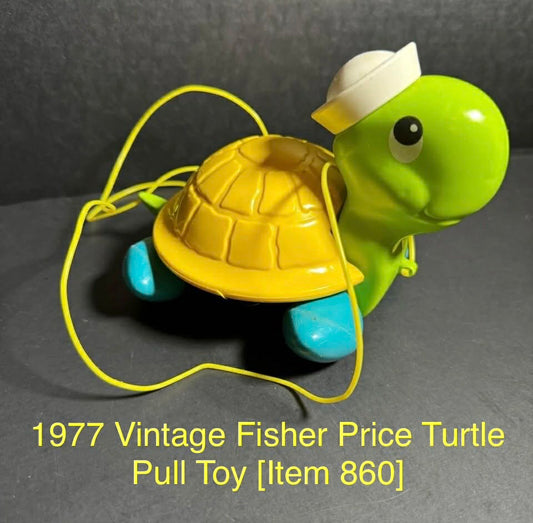 1977 Vintage Fisher Price Turtle Pull Toy [Item 860]