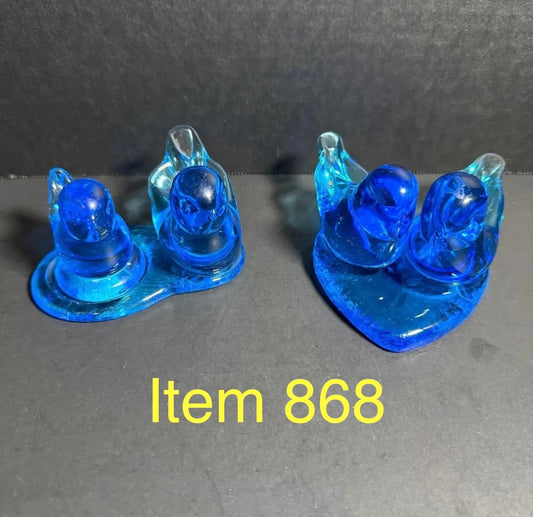 Vintage SIGNED Leo Ward 1928, Other 1994 Glass Blue Birds of Happiness [868]