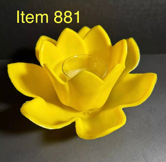 Yellow Vintage Plastic Lotus Lite Floating Pool Candle Holder [Item 881]
