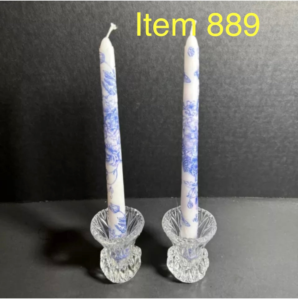 Vintage Glass Candle Holder Set of 2 [Item 889]