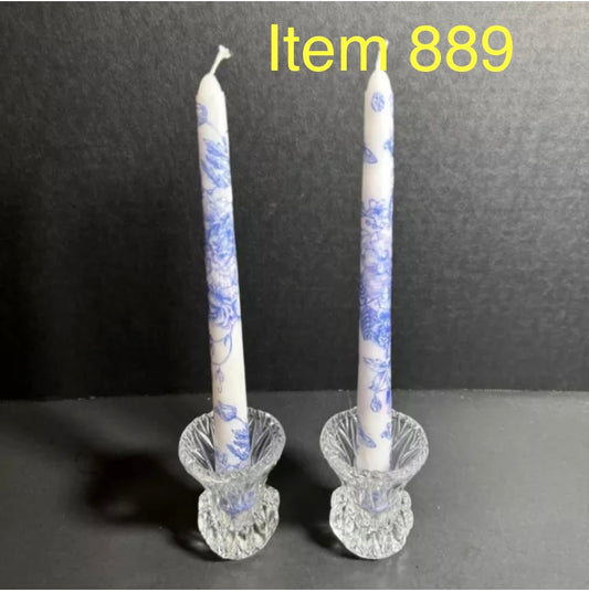 Vintage Glass Candle Holder Set of 2 [Item 889]