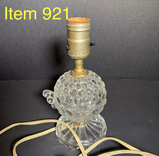Handled Hobnail Clear Depression Glass Lamp [Item 921]