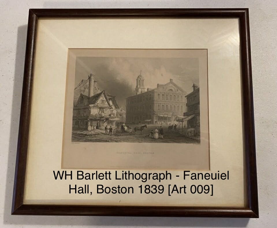 WH Barlett Lithograph - Faneuiel Hall, Boston 1839 [Art 009]