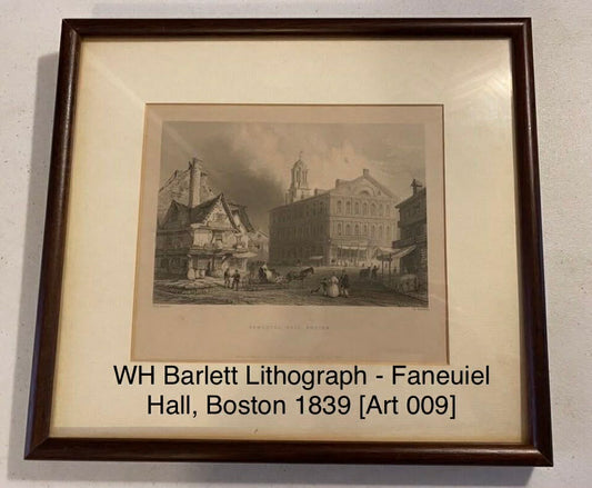 WH Barlett Lithograph - Faneuiel Hall, Boston 1839 [Art 009]