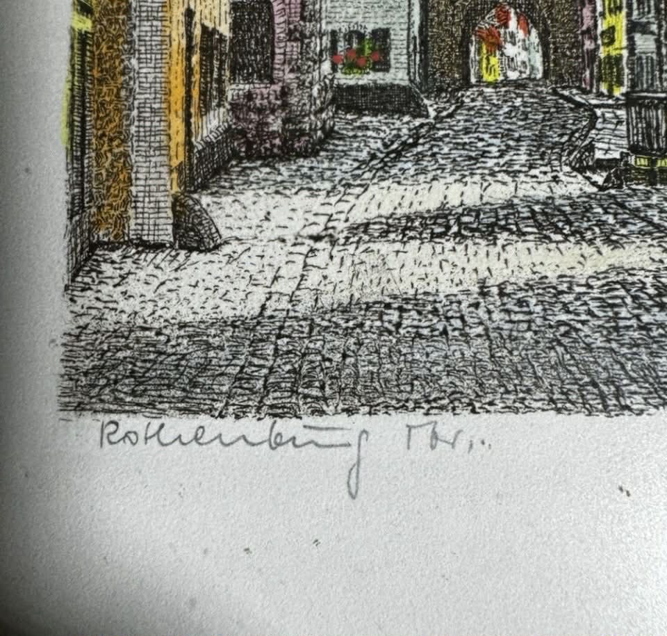 Pair of SIGNED Hand Colored Etchings [Art 048]