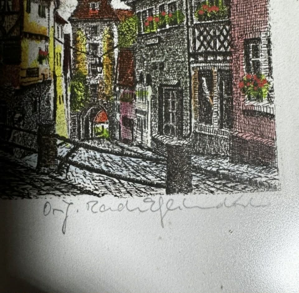 Pair of SIGNED Hand Colored Etchings [Art 048]