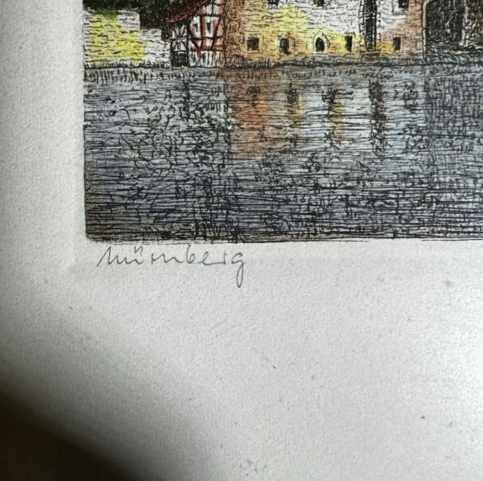 Pair of SIGNED Hand Colored Etchings [Art 048]