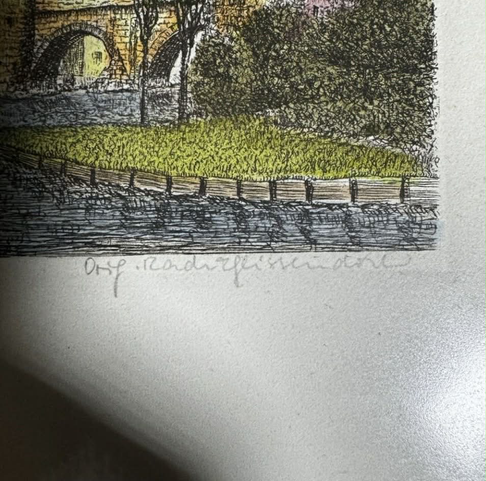 Pair of SIGNED Hand Colored Etchings [Art 048]