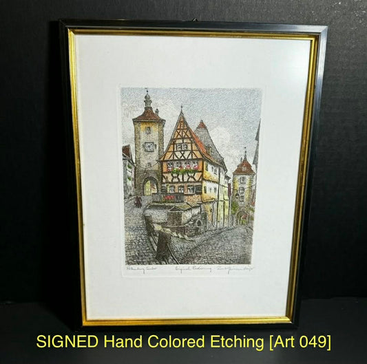 SIGNED Hand Colored Etching [Art 049]