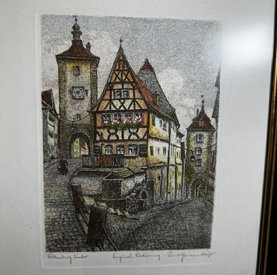 SIGNED Hand Colored Etching [Art 049]