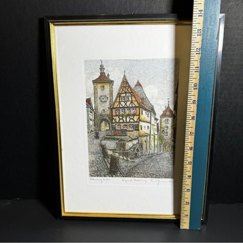 SIGNED Hand Colored Etching [Art 049]