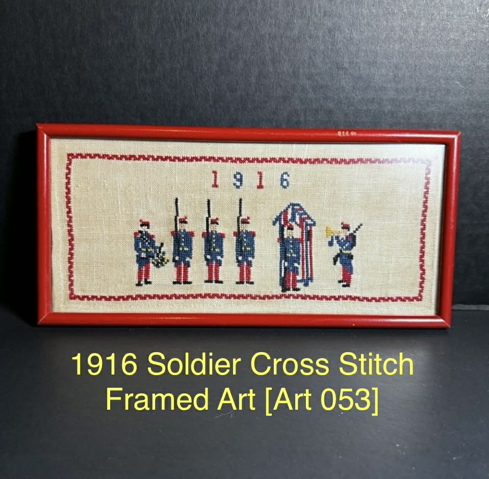 1916 Soldier Cross Stitch Framed Art [Art 053]