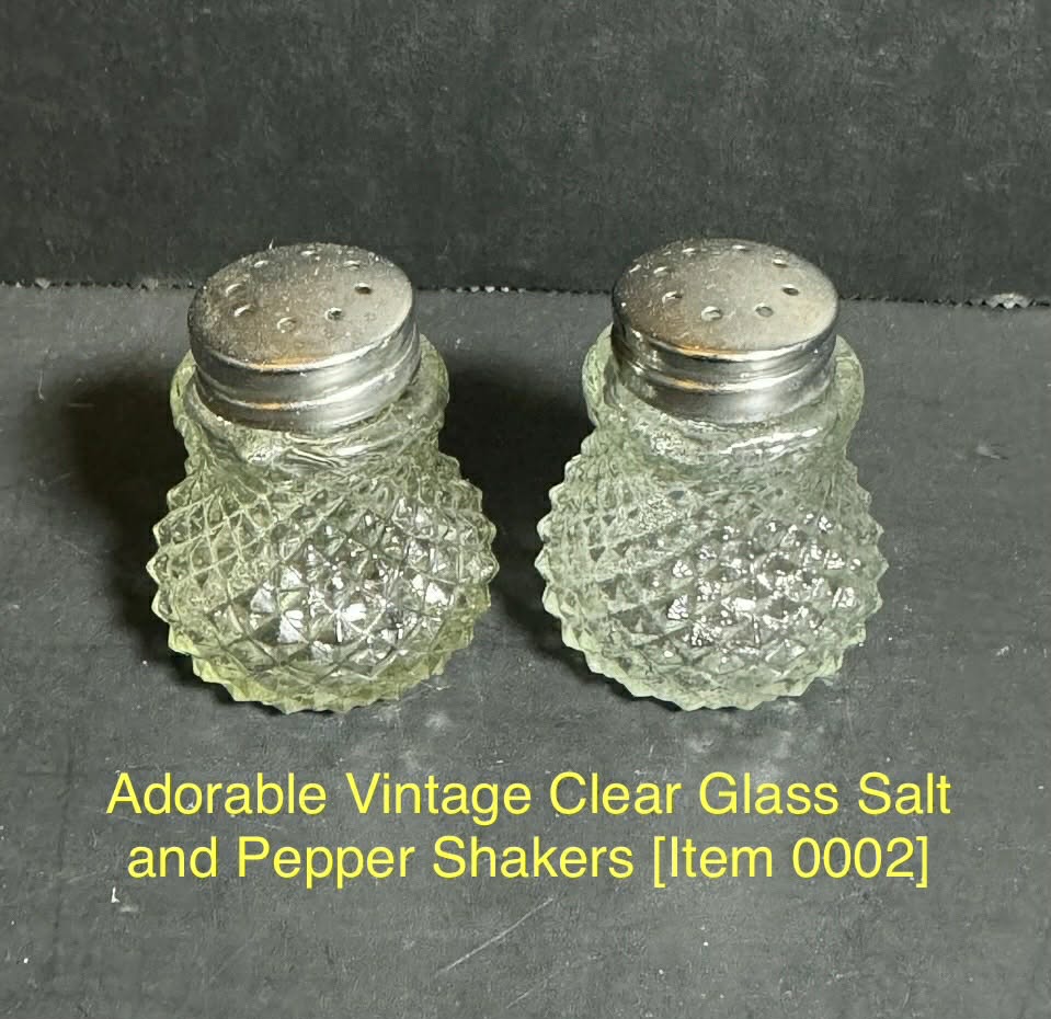 Adorable Vintage Clear Glass Salt and Pepper Shakers [Item 0002]