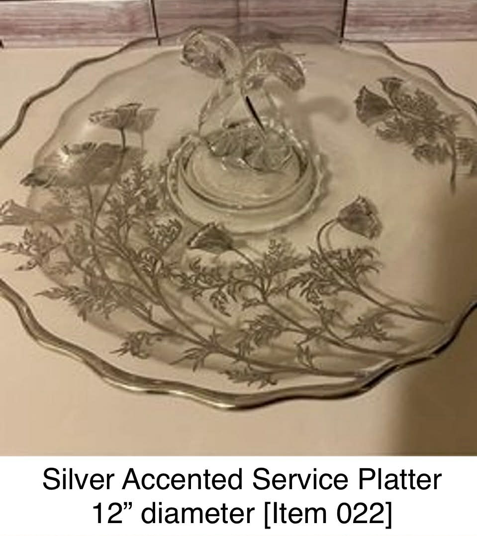 Silver Accented Service Platter 12” diameter [Item 022]