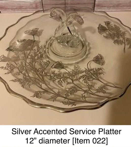 Silver Accented Service Platter 12” diameter [Item 022]