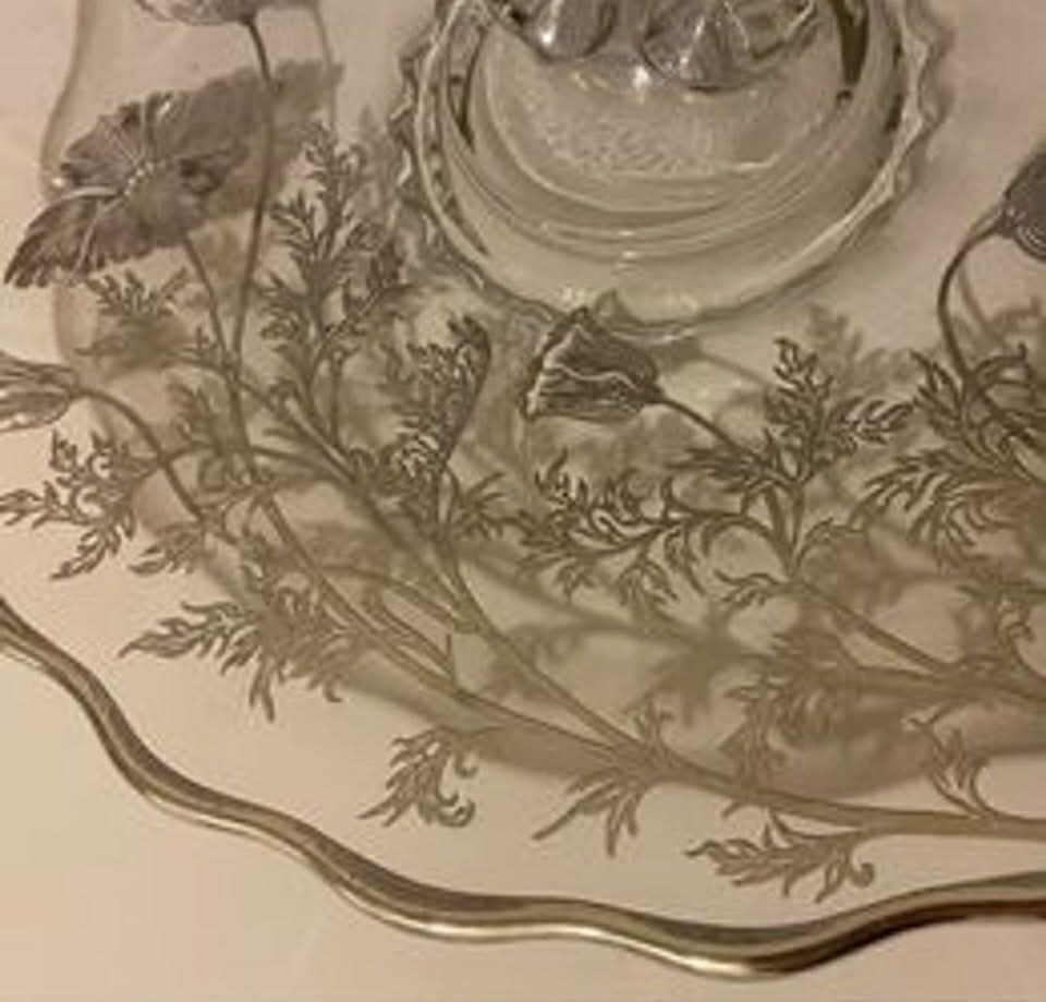Silver Accented Service Platter 12” diameter [Item 022]