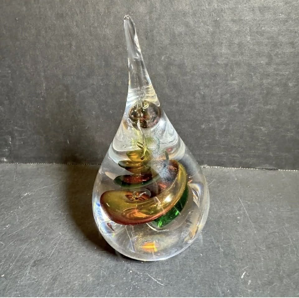 Artisan "Marian Pyrcak" Polish Glass Teardrop Paperweight [Item 0268]