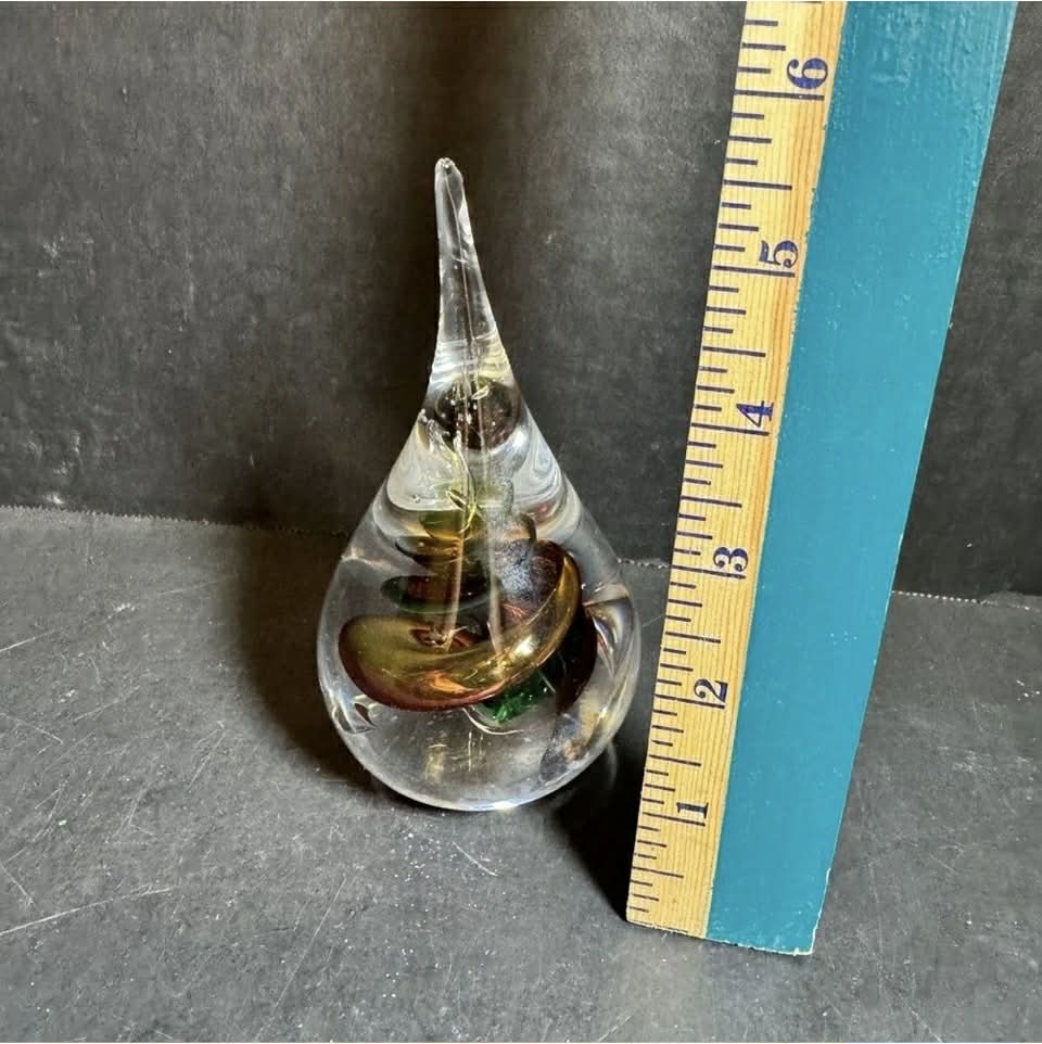 Artisan "Marian Pyrcak" Polish Glass Teardrop Paperweight [Item 0268]