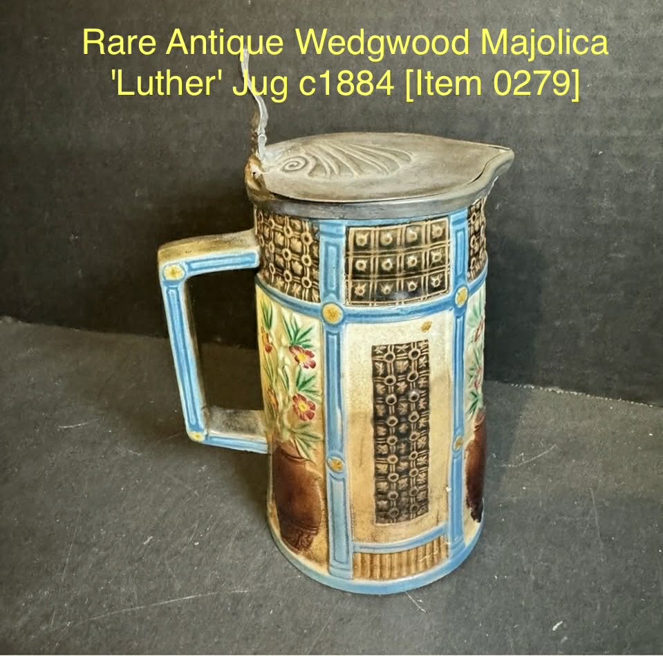 Rare Antique Wedgwood Majolica 'Luther' Jug c1884 [Item 0279]