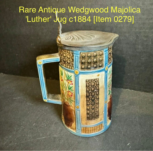 Rare Antique Wedgwood Majolica 'Luther' Jug c1884 [Item 0279]